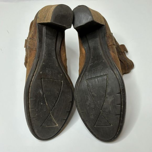 PLDM Palladium Leather Ankle Boots Womens 7.5 Stony CSR Heel Brown Booties Braid - Picture 6 of 14